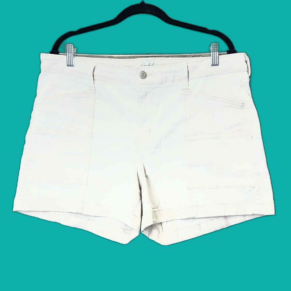 Wonderly Mid Rise Ivory High Rise Denim Shorts Size 14 4" inseam